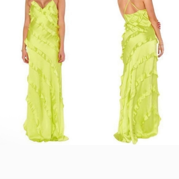 Show Me Your Mumu bright green ruffle dress - Picture 3 of 5